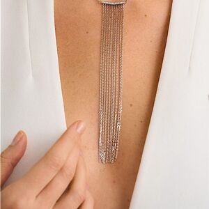 Gold Collar Style Necklace with Multiple Long Chain Strands